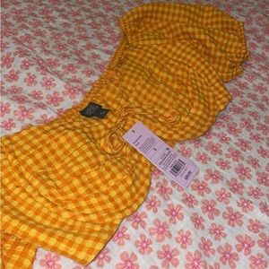 NWT Wild Fable Orange Plaid Crop top bralette with underwire